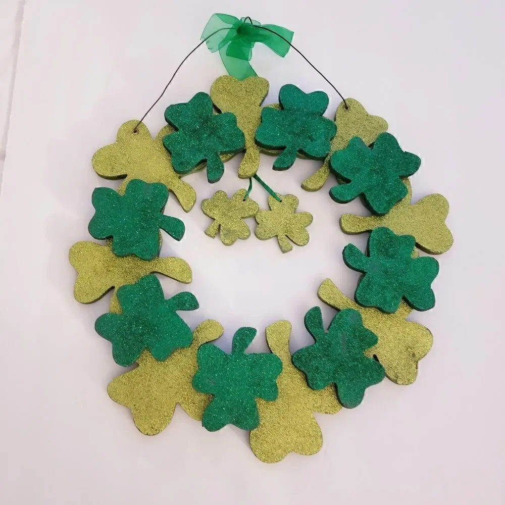 St. Patrick's day sparkly wooden wreath